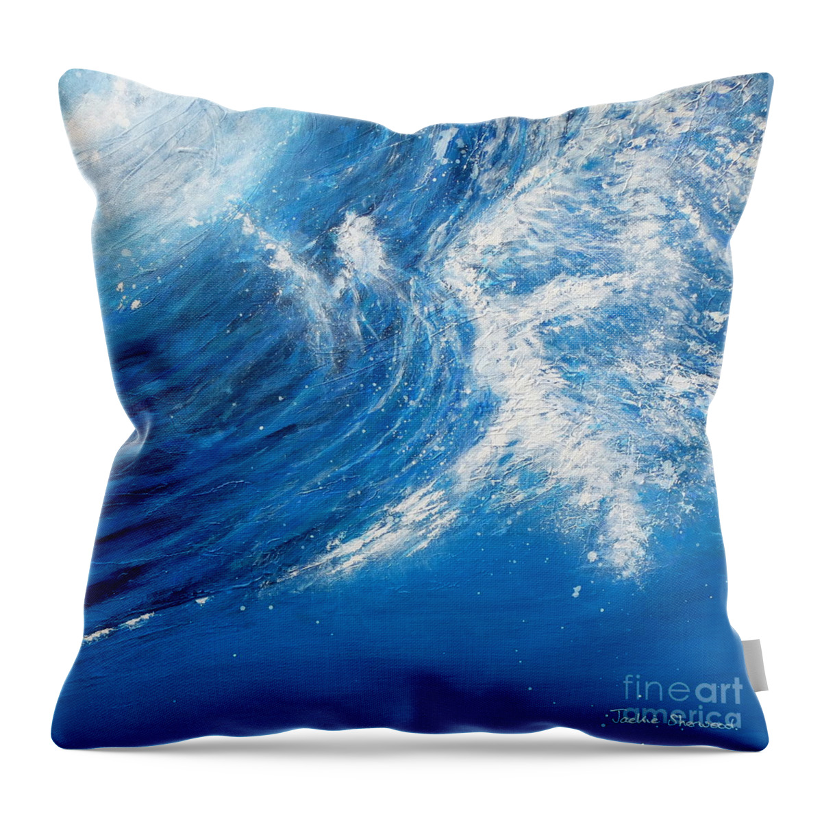 Ocean Throw Pillow featuring the painting Fluidity by Jackie Sherwood