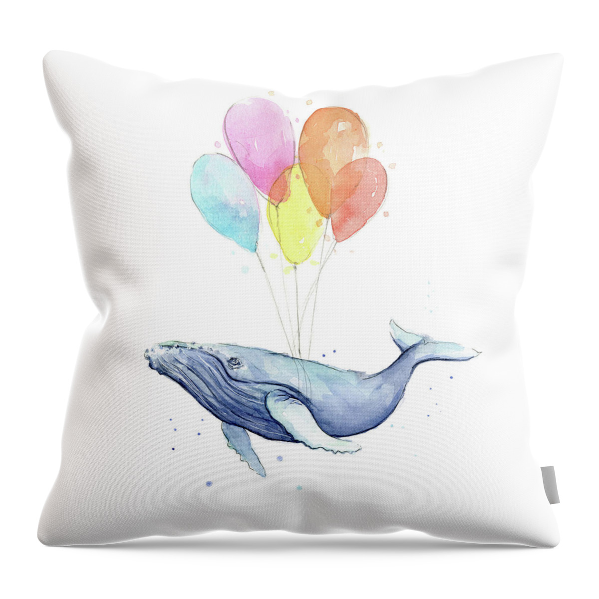 Whale Throw Pillow featuring the painting Flying Whale by Olga Shvartsur
