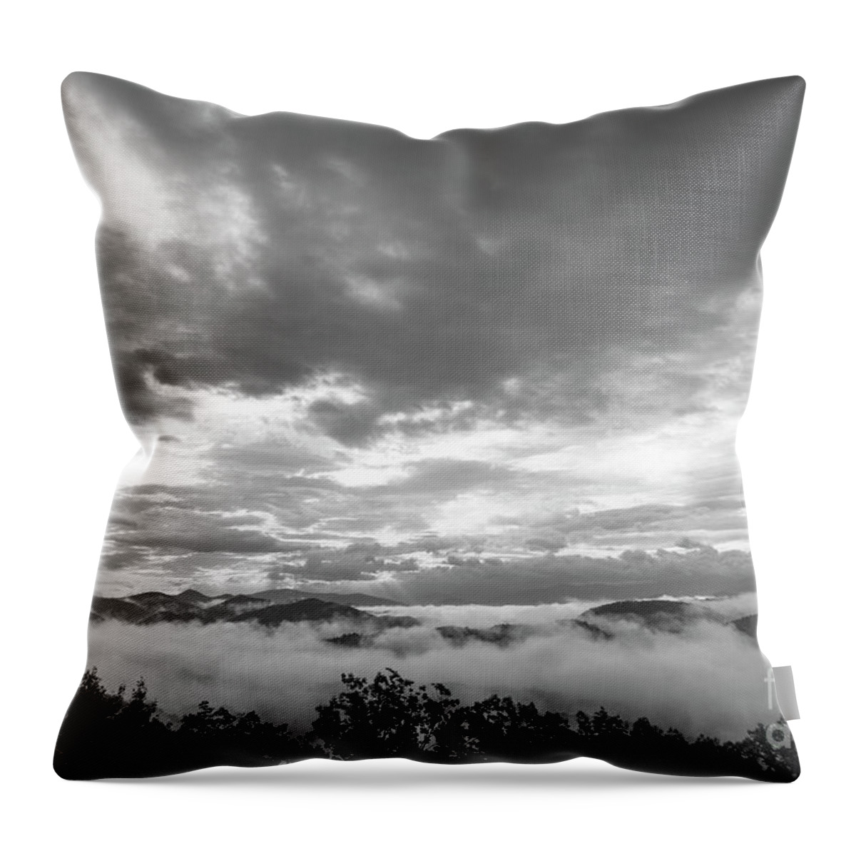 Smoky Mountains Throw Pillow featuring the photograph Foggy Mountain Morning by Mike Eingle