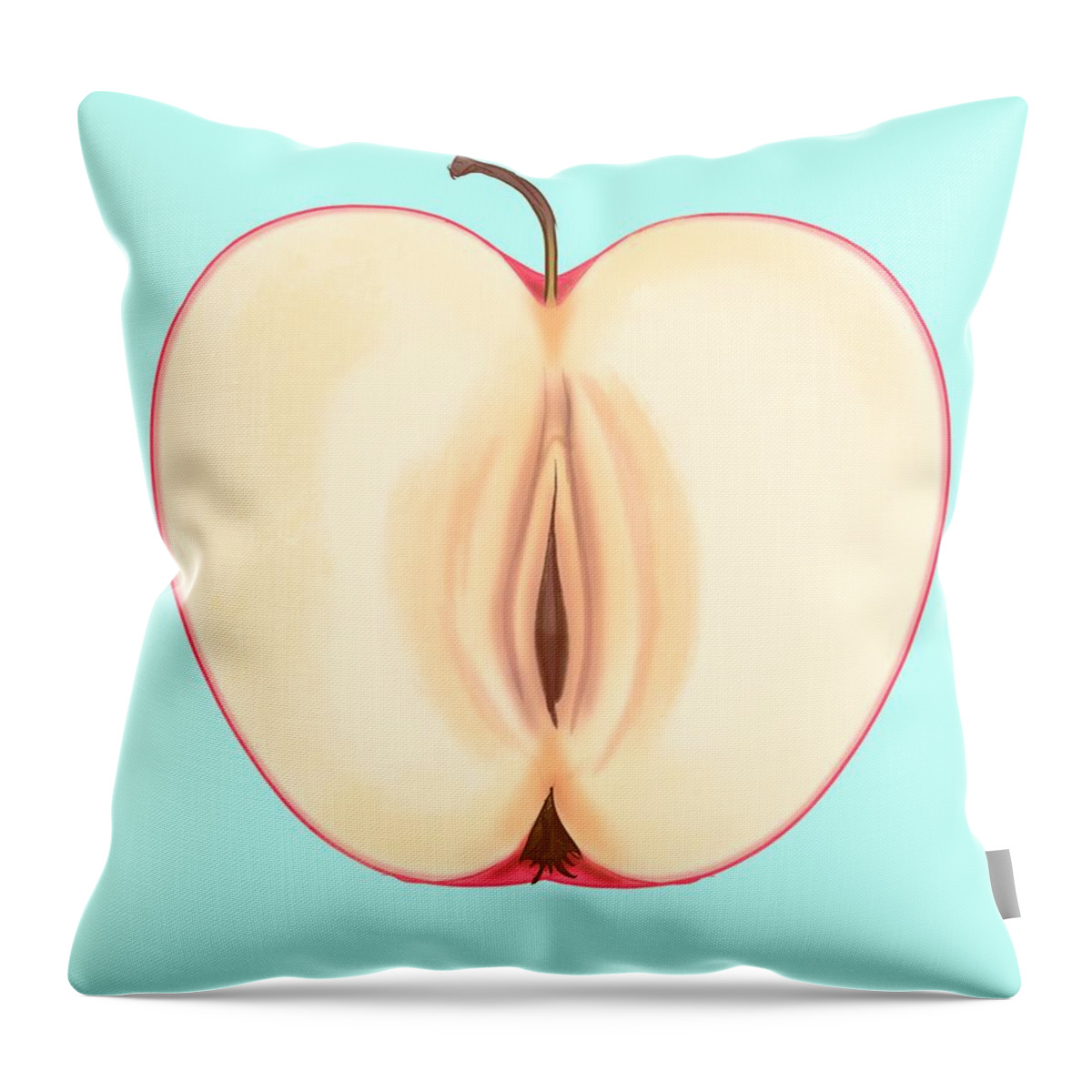 Apple Throw Pillow featuring the drawing Forbidden Fruit by Ludwig Van Bacon