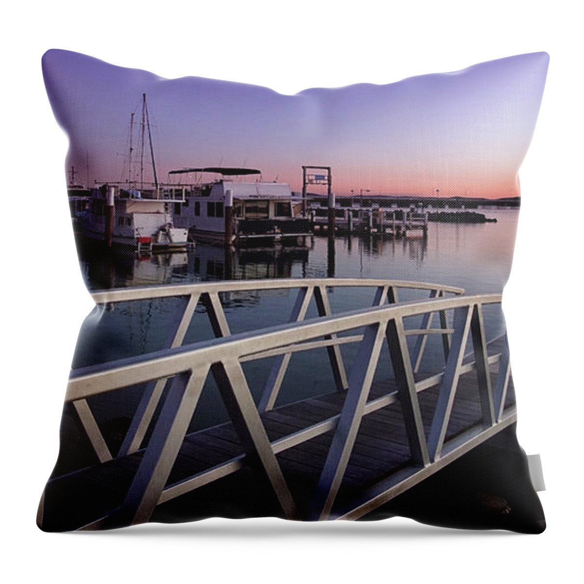 Forster Marina Sunset Nsw Australia Throw Pillow featuring the digital art Forster Marina Sunset 72922 by Kevin Chippindall