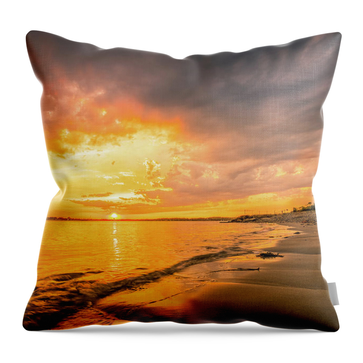 Bunker Throw Pillow featuring the photograph Fort Foster Sunset Watchers Club by Jeff Sinon