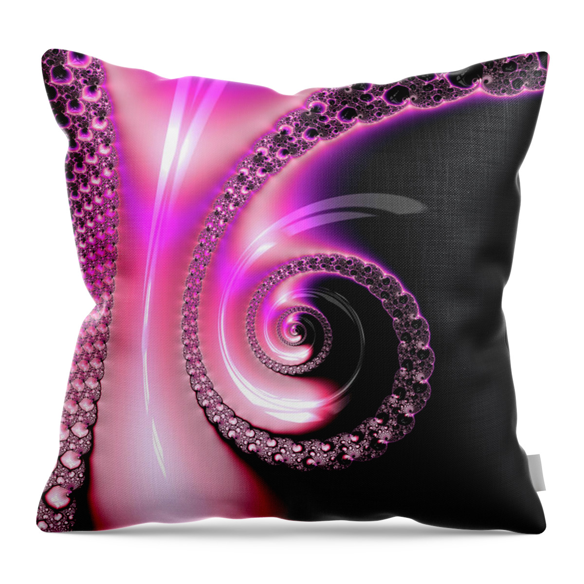 Spiral Throw Pillow featuring the photograph Fractal Spiral pink purple and black by Matthias Hauser