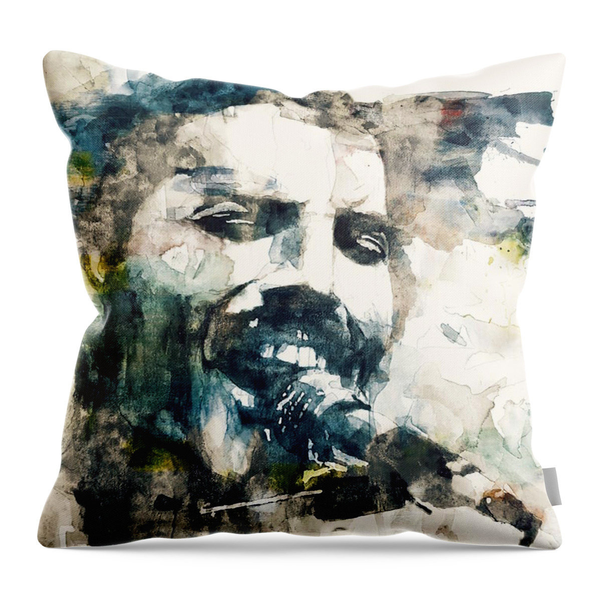 Queen Throw Pillow featuring the painting Freddie Mercury - Killer Queen by Paul Lovering
