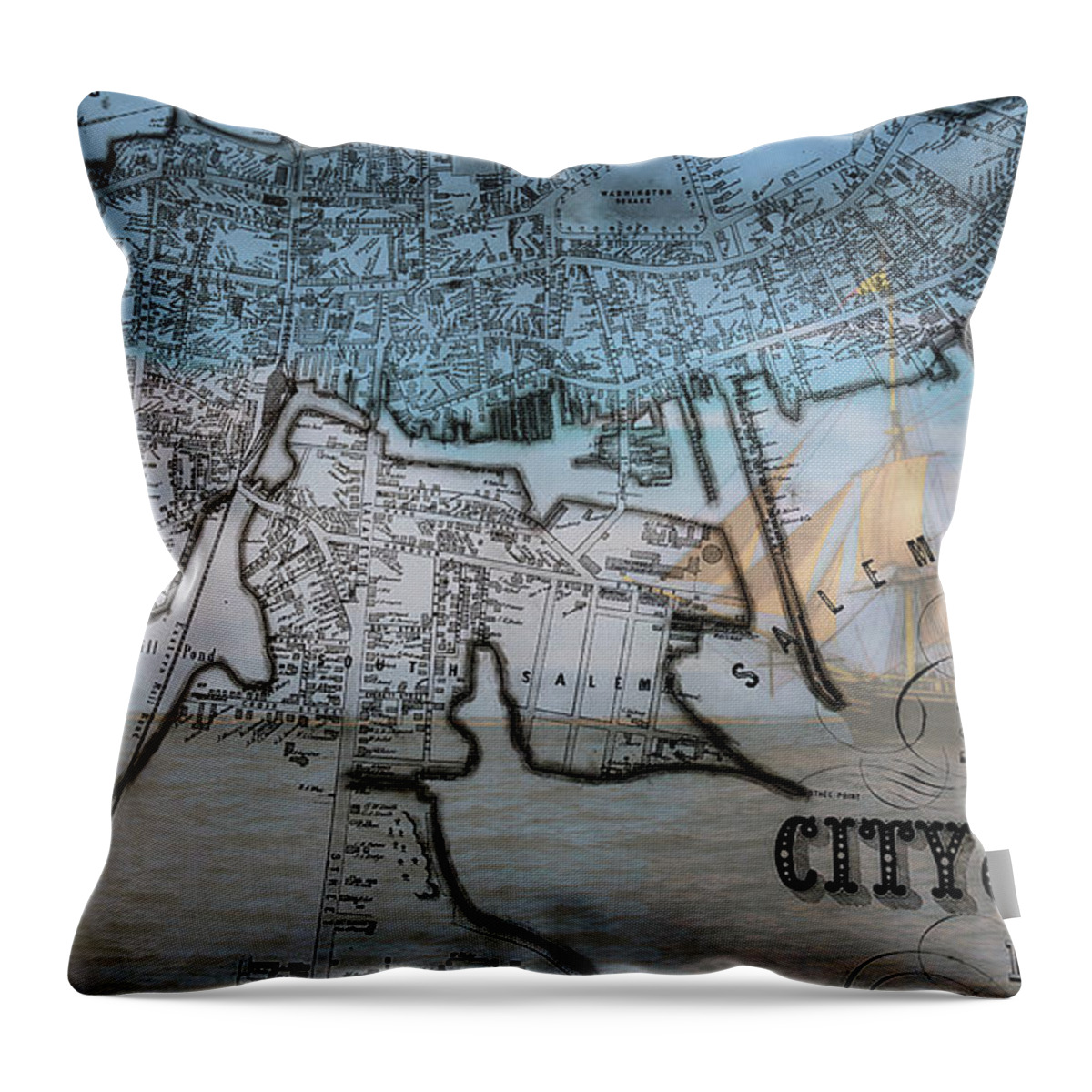 Friendship Of Salem Throw Pillow featuring the photograph Friendship of Salem on Salem Map by Jeff Folger