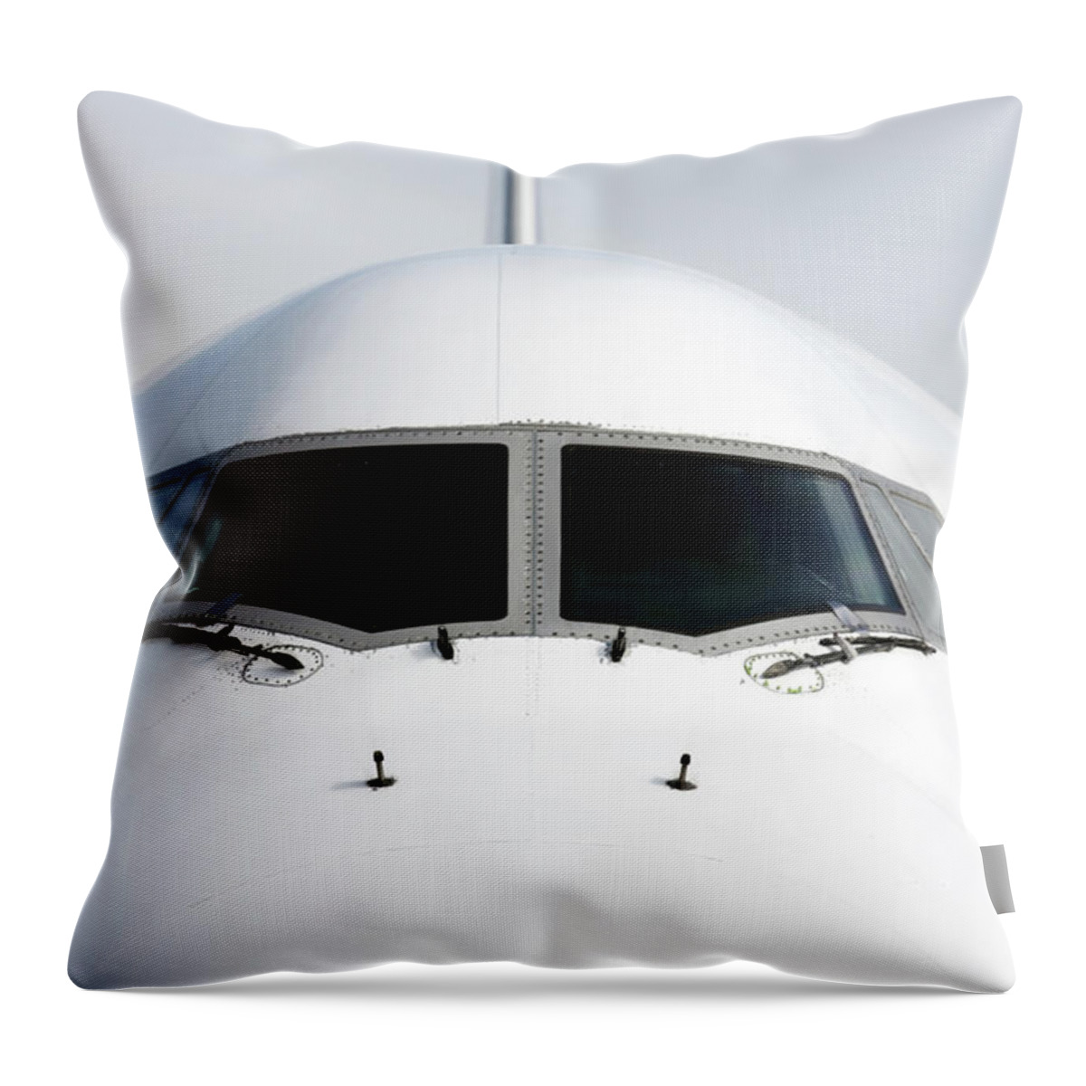 Front View Of Airplane Throw Pillow by Ga161076 