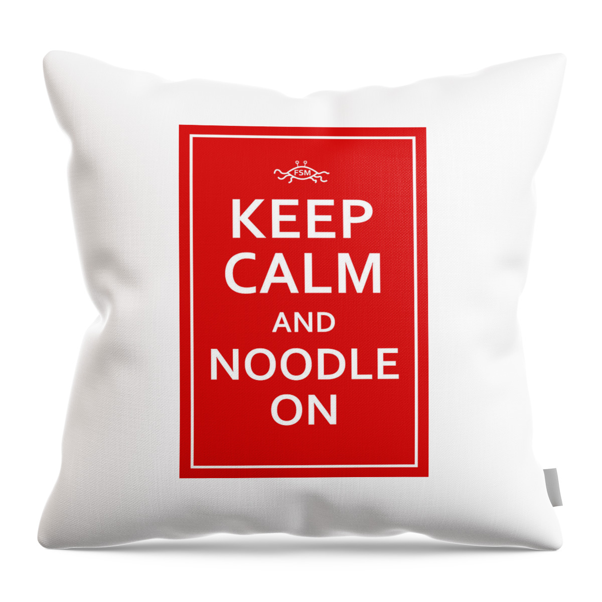 Richard Reeve Throw Pillow featuring the digital art FSM - Keep Calm and Noodle On by Richard Reeve