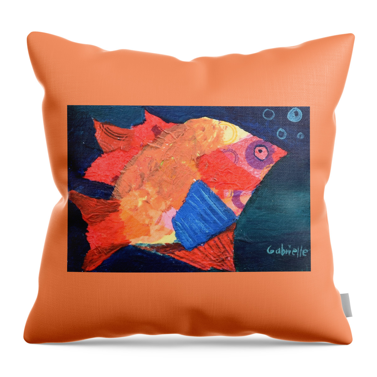 Fish Throw Pillow featuring the mixed media Funny Fish by Gabrielle Munoz