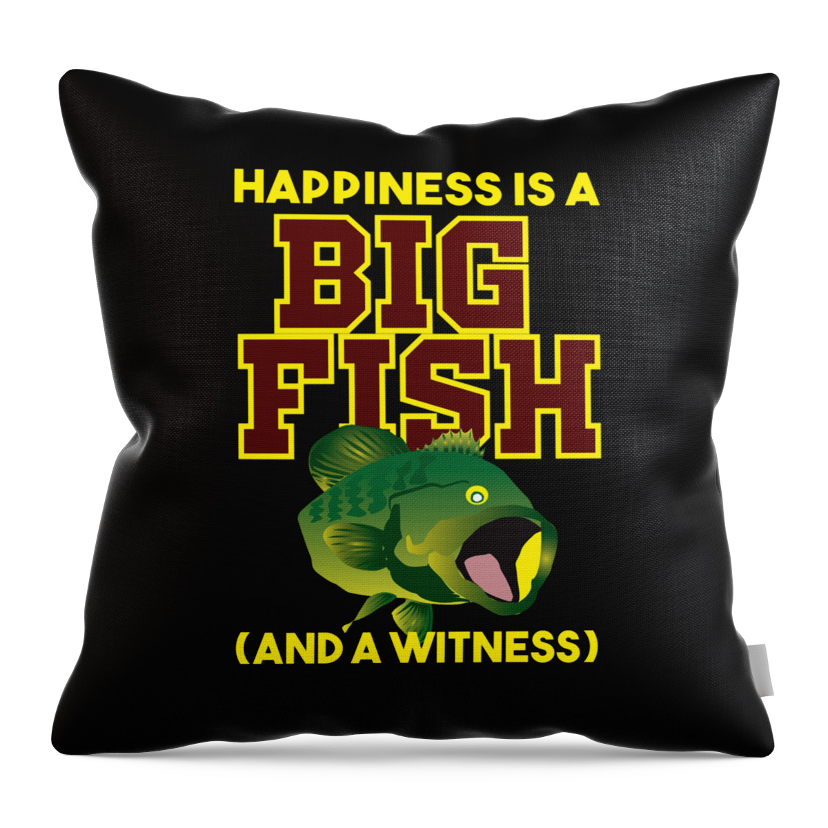 Funny Fishing Happiness is a Big Fish Carp Hook Gift Throw Pillow