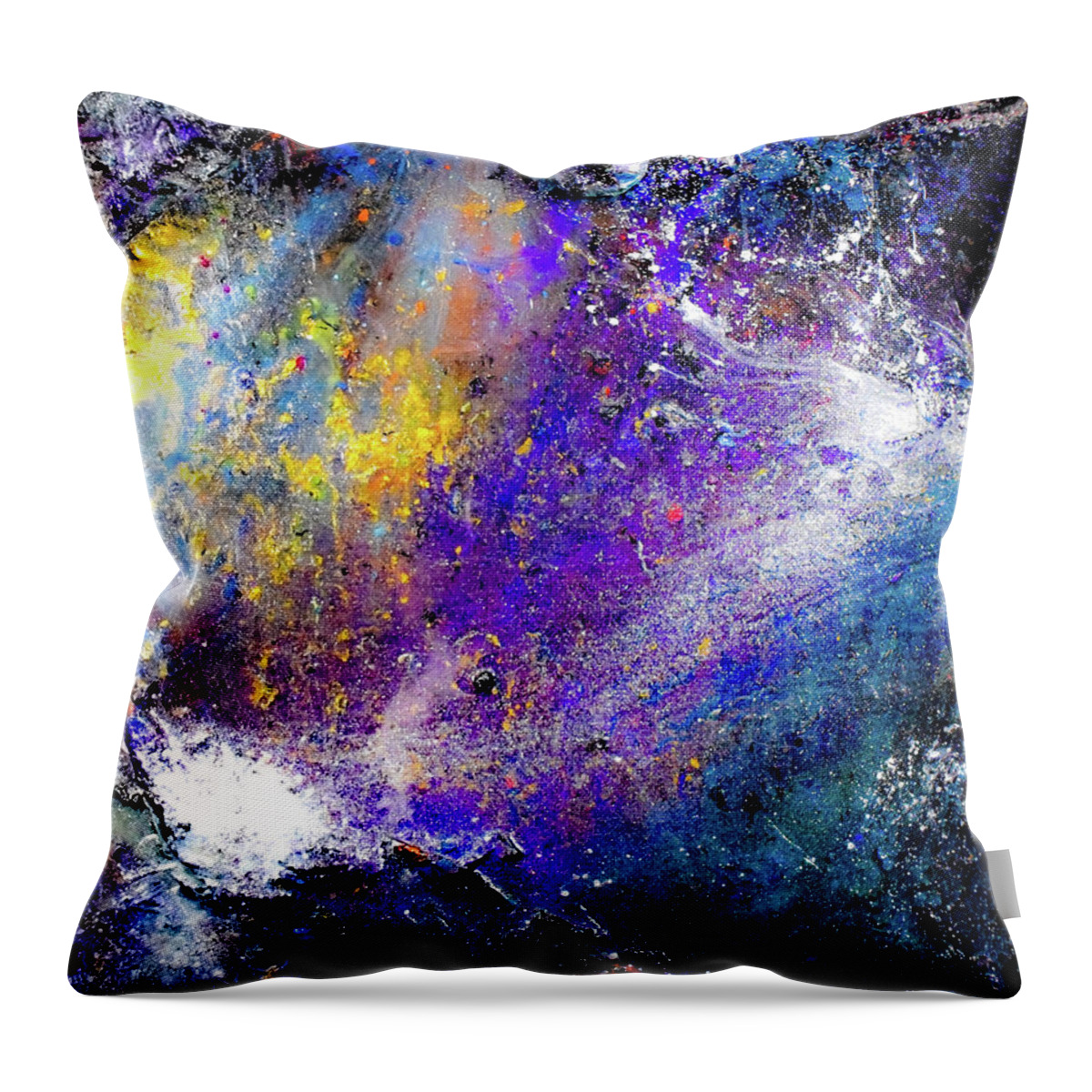 Galaxy Throw Pillow featuring the mixed media Galactic Fusion by Patsy Evans - Alchemist Artist