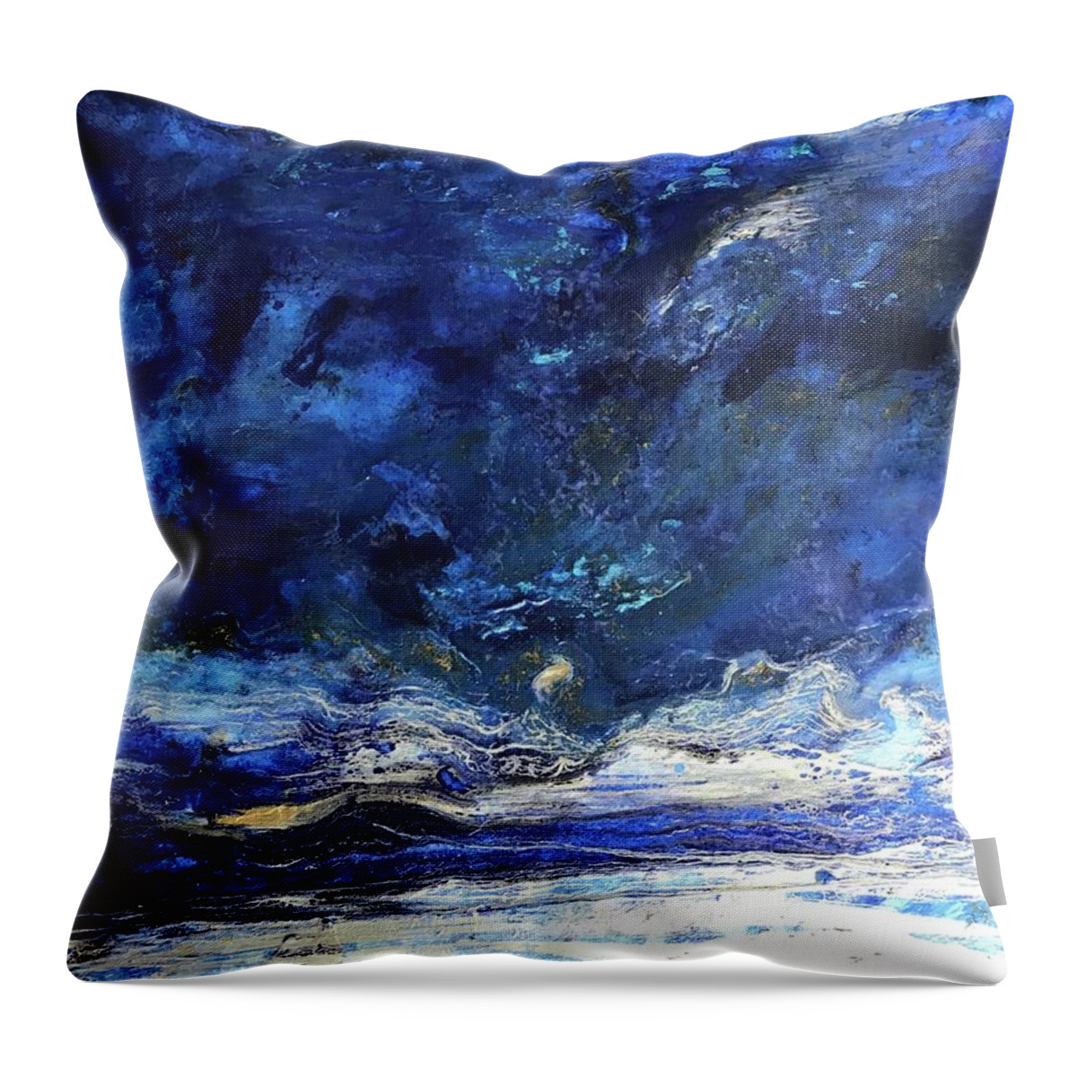 Galaxy Throw Pillow featuring the painting Galactica by Medge Jaspan