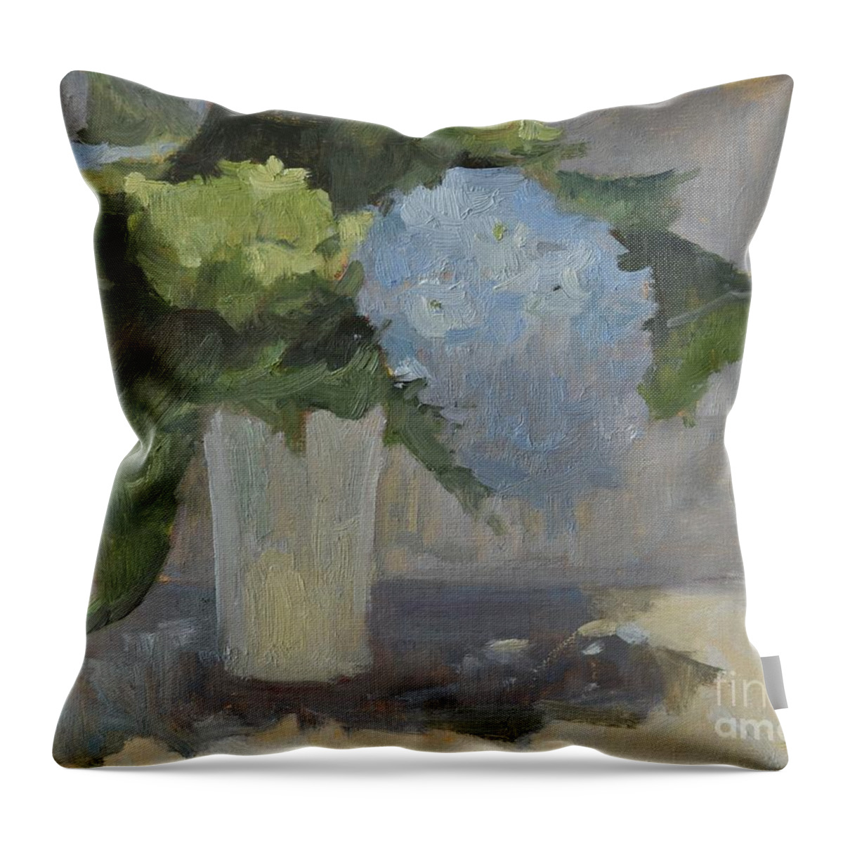 Hydrangea Throw Pillow featuring the painting Garden Blooms by Tiffany Foss
