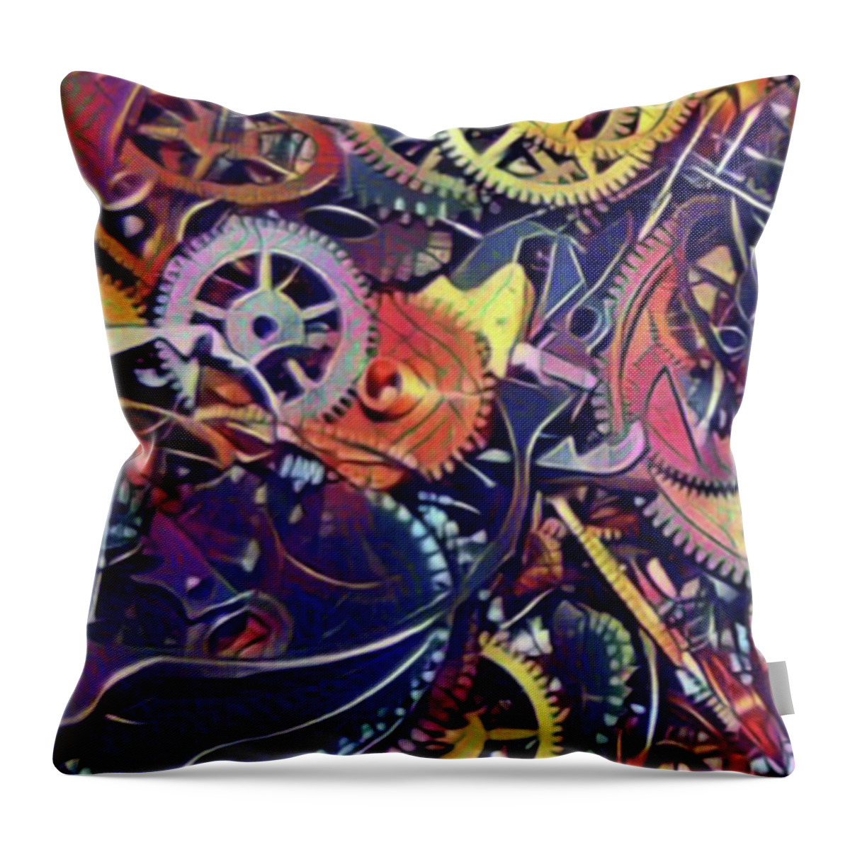 Watch Throw Pillow featuring the digital art Gears of Time II by Jackie MacNair