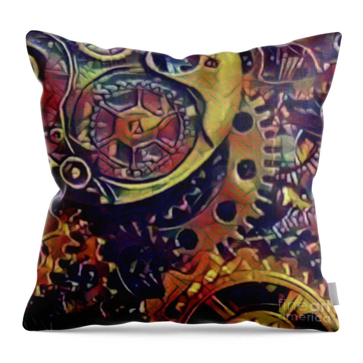 Gears Throw Pillow featuring the digital art Gears of Time by Jackie MacNair