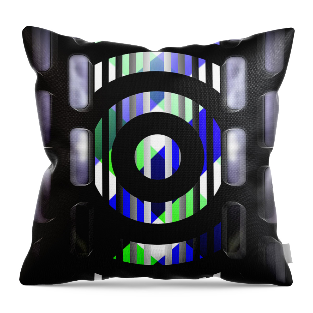 Pattern Throw Pillow featuring the digital art GEOMask Rings by Rolando Burbon