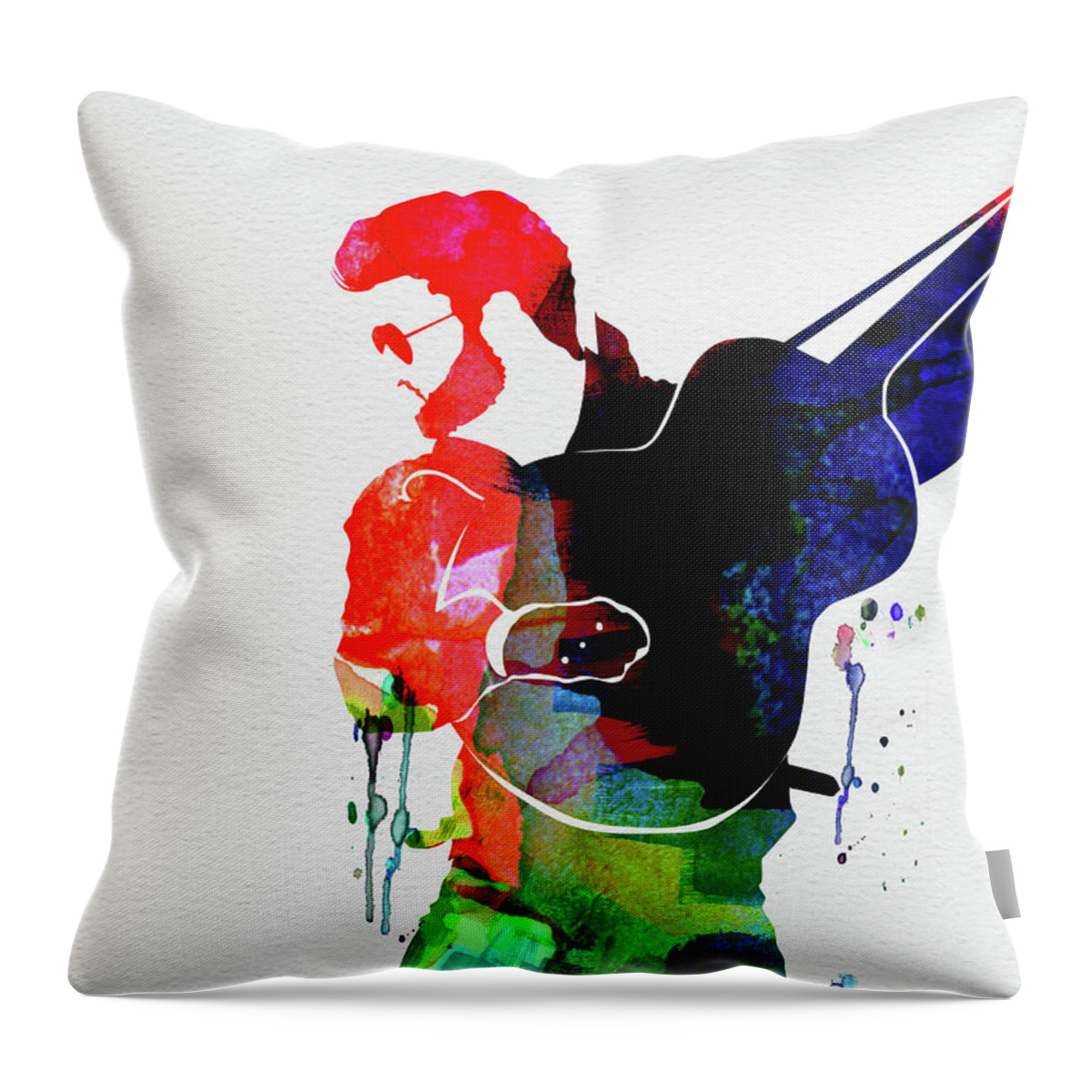 George Michael Throw Pillow featuring the mixed media George Watercolor by Naxart Studio