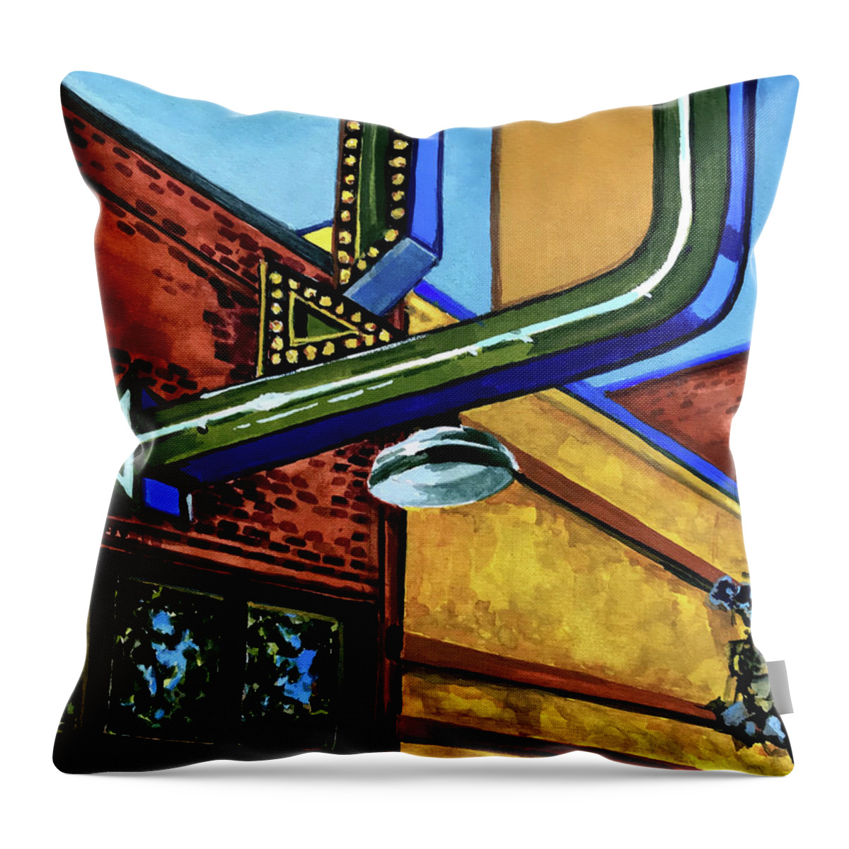 Livingston Throw Pillow featuring the painting Gil's by Les Herman
