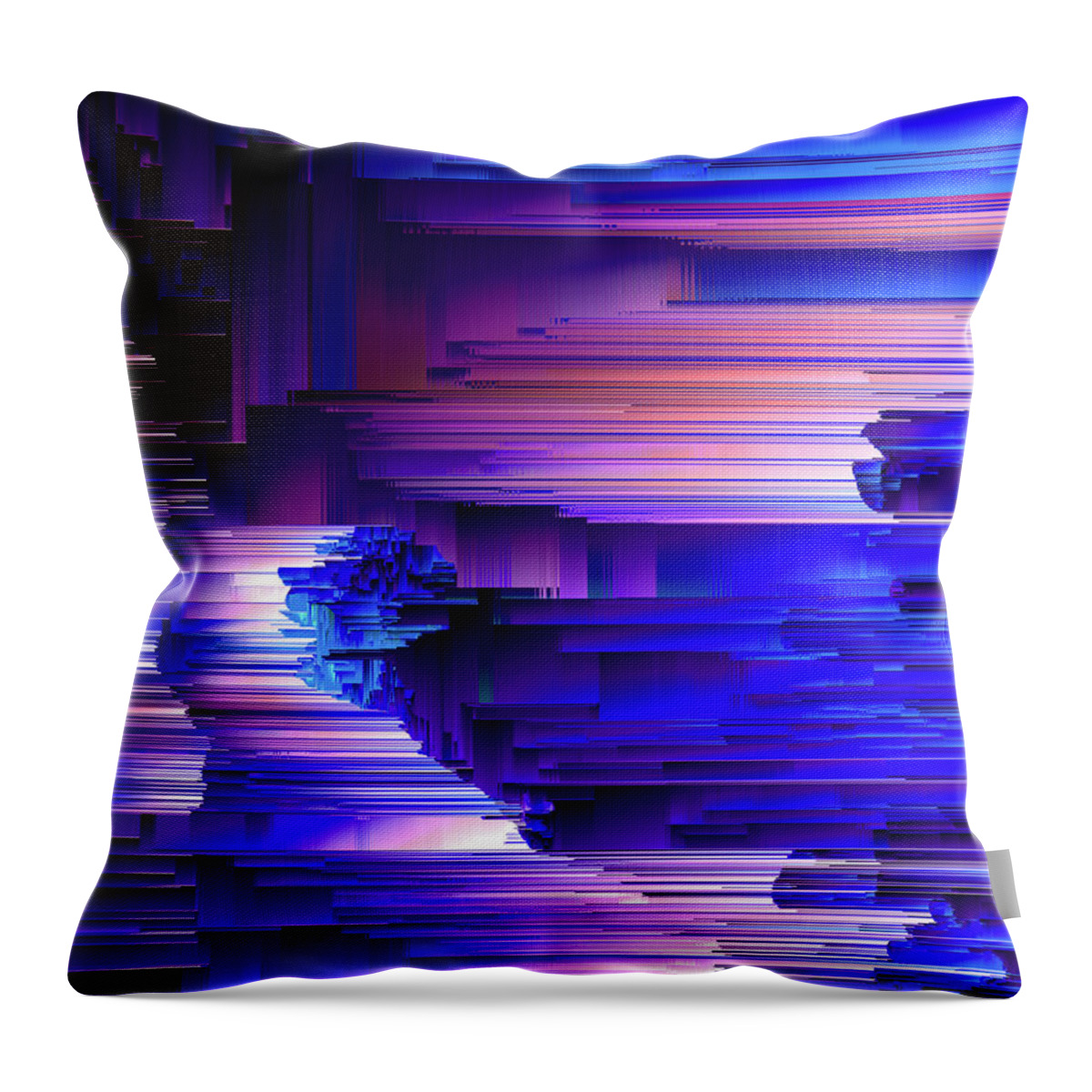 Glitch Throw Pillow featuring the digital art Glitchin Blues by Jennifer Walsh