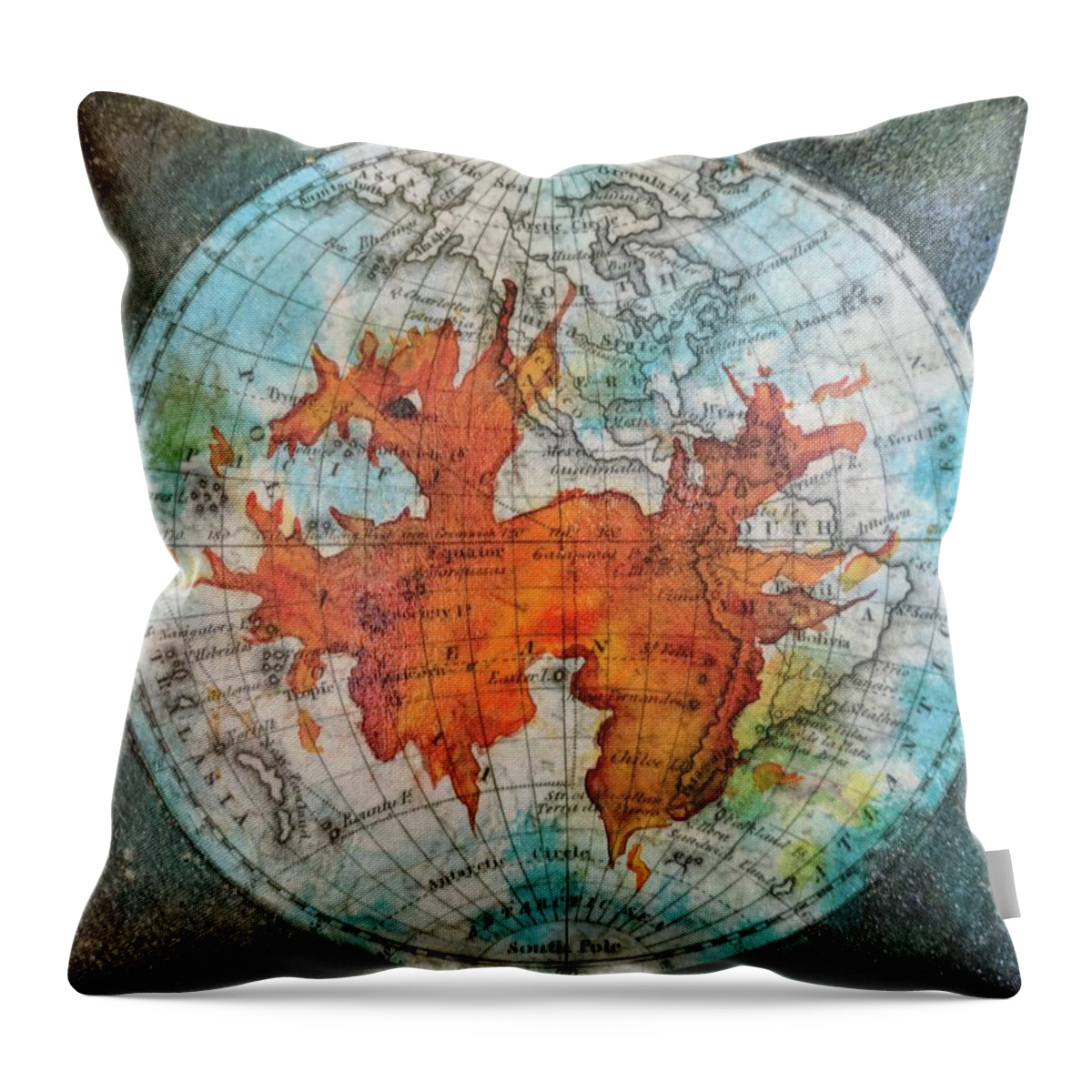 Globe Throw Pillow featuring the painting Global Warming by Misty Morehead