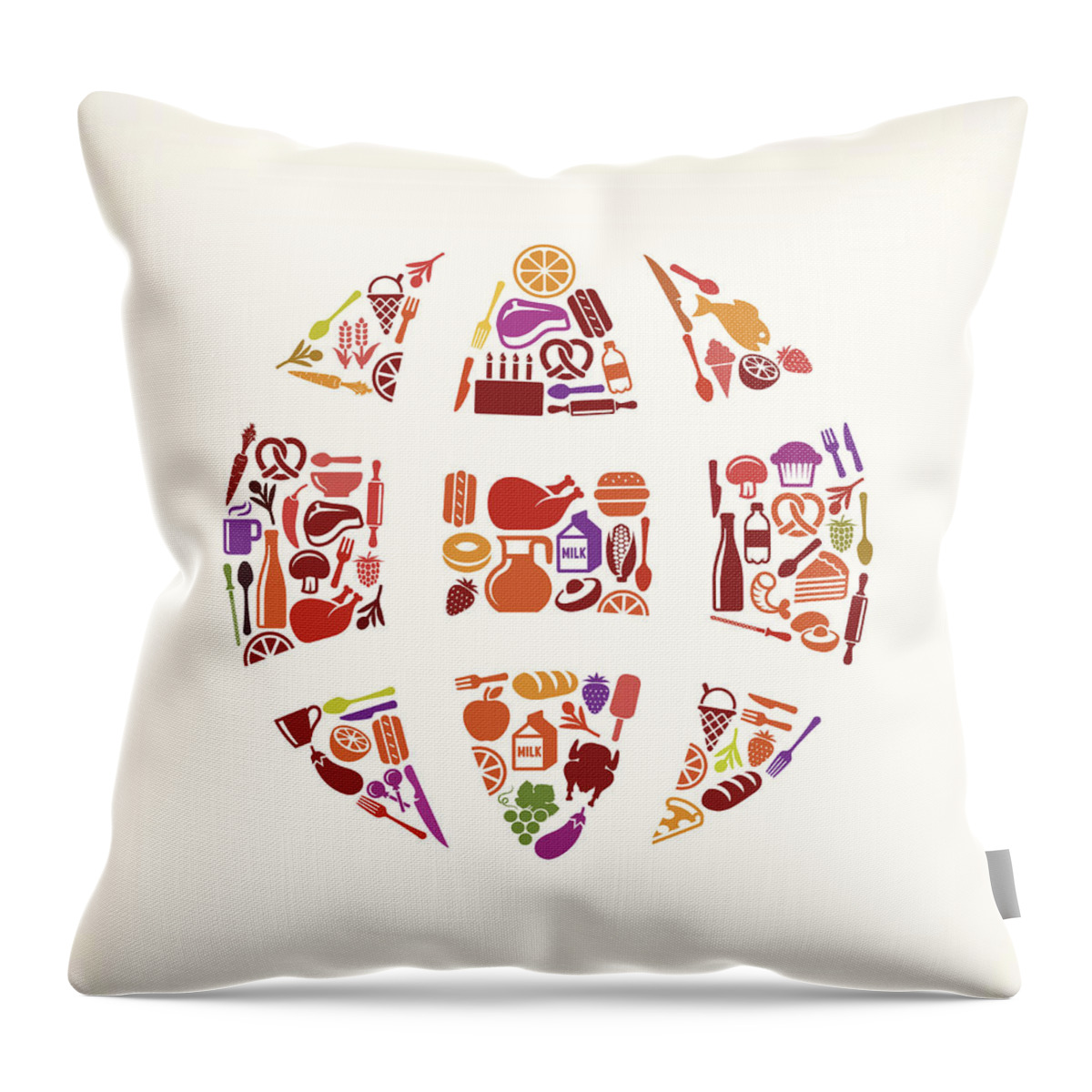 Chicken Meat Throw Pillow featuring the digital art Globe Food & Drink Royalty Free Vector by Bubaone