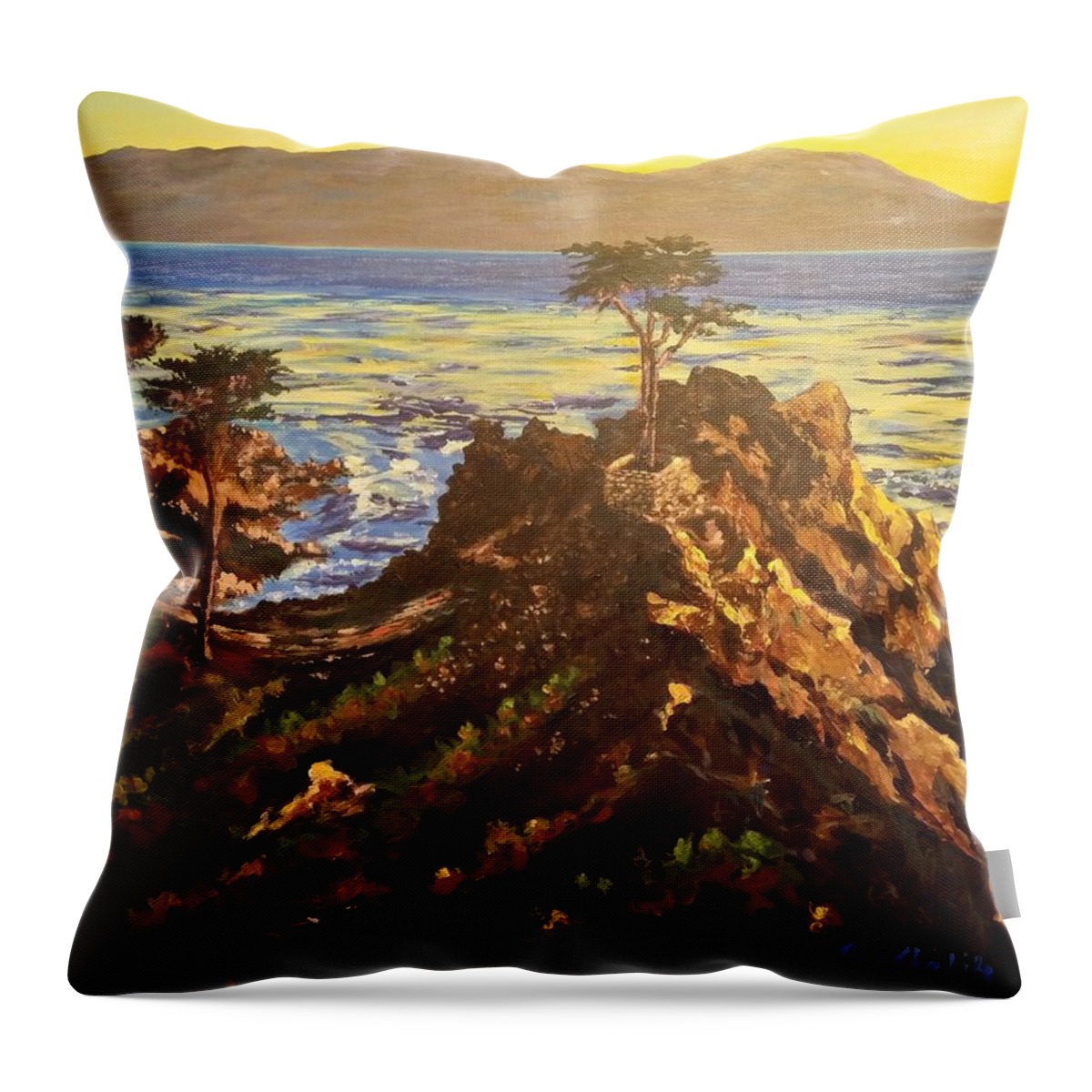Glorious Throw Pillow featuring the painting Glorious sunset by Ray Khalife