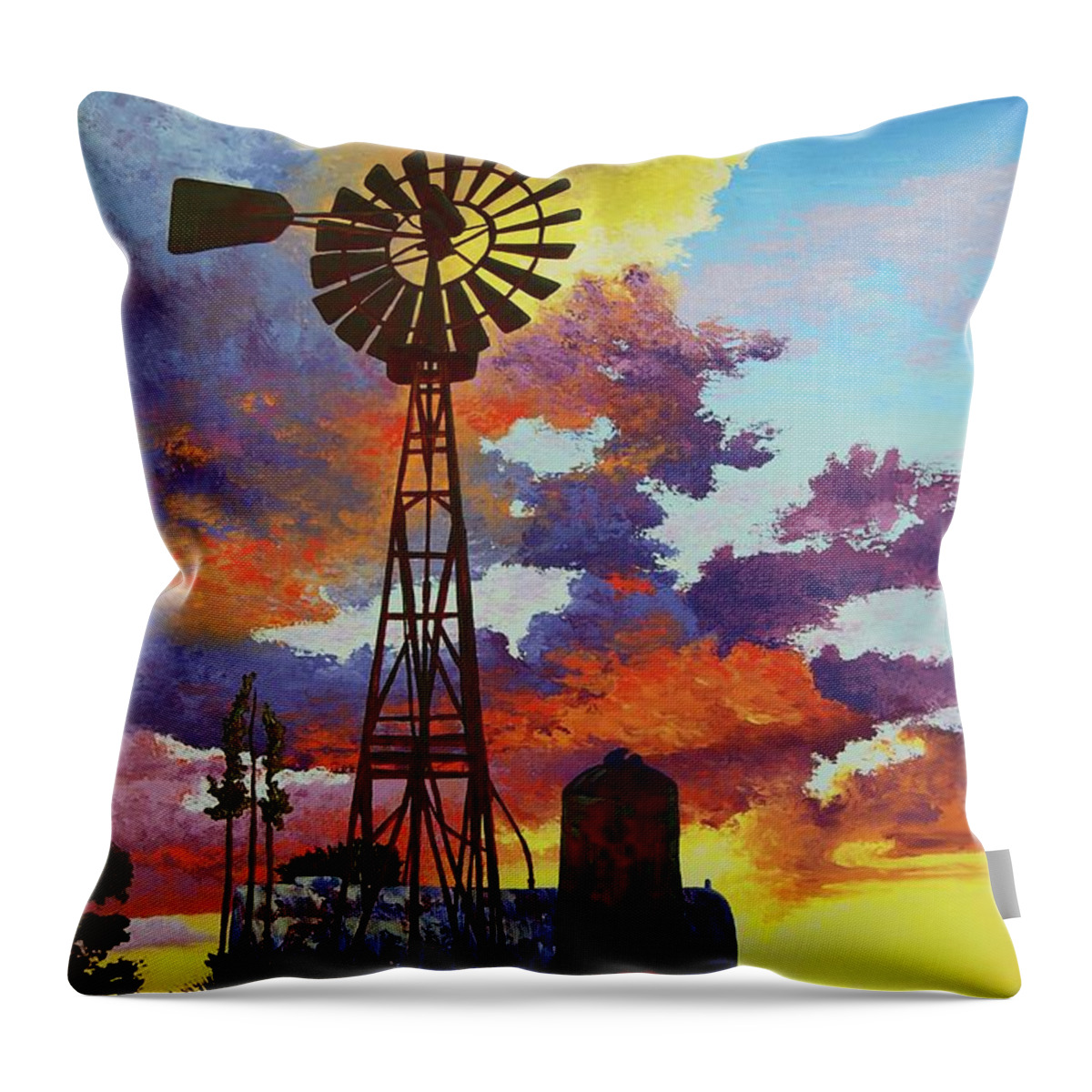 Landscape Throw Pillow featuring the painting God's Gifts by Cheryl Fecht