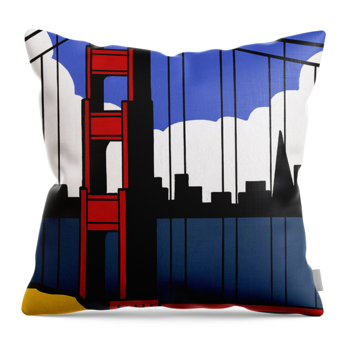 Gouache Throw Pillow featuring the digital art Golden Gate Bridge, San Francisco by Matt Olson