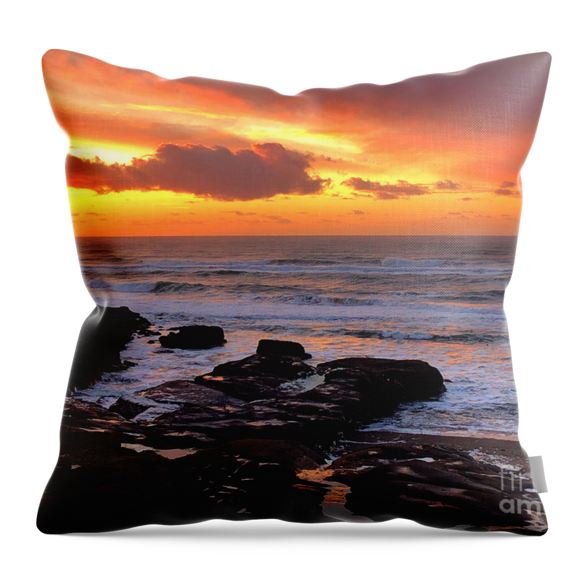 Winter Throw Pillow featuring the painting Golden Hour Low Tide by Jeanette French