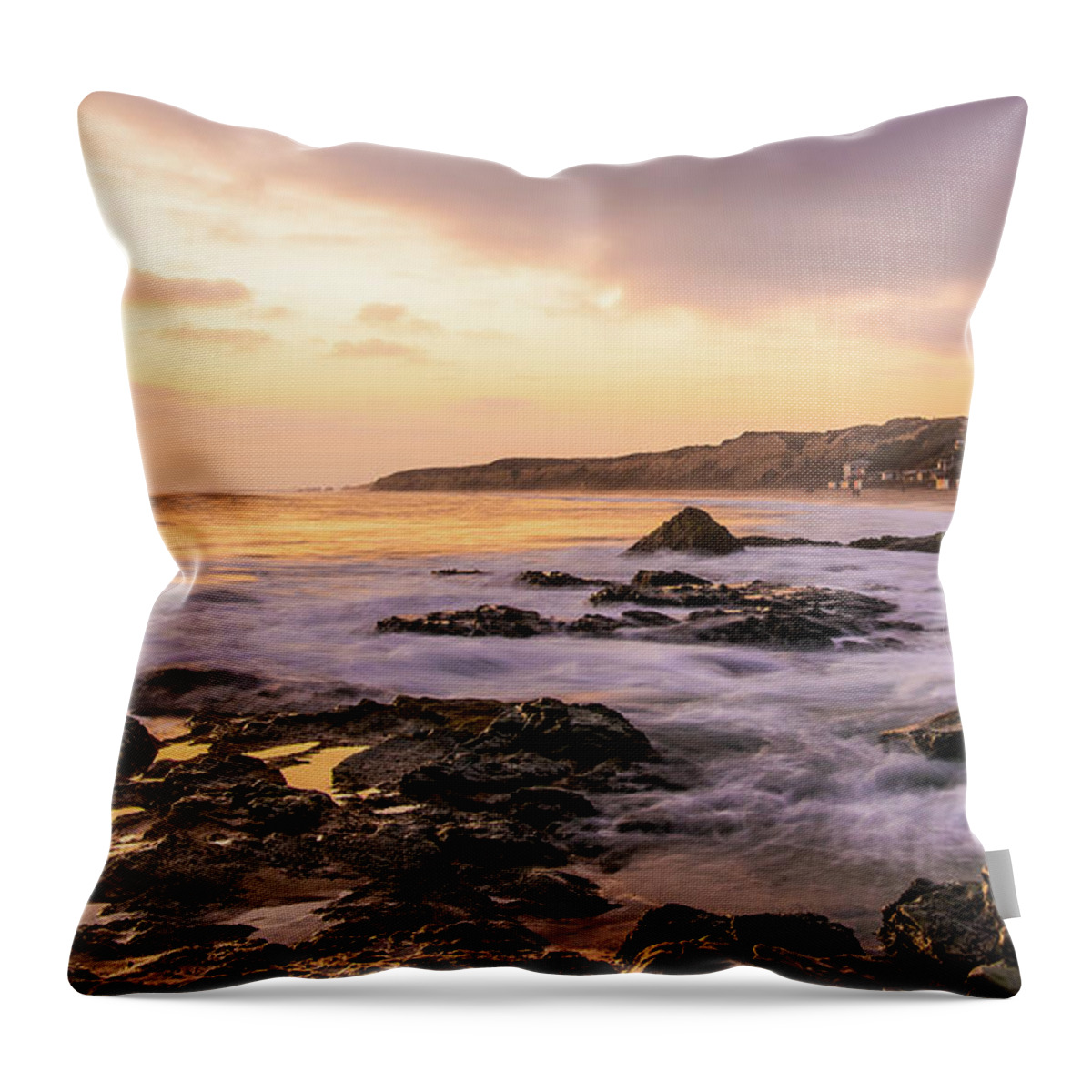 Local Snaps Photography Throw Pillow featuring the photograph Golden Sunset on Seaside Community by Local Snaps Photography