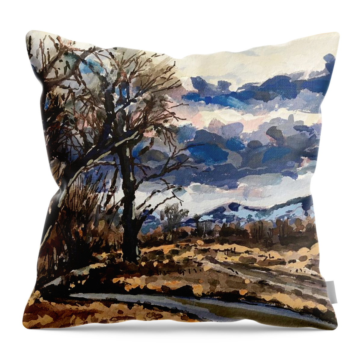  Boise Throw Pillow featuring the painting Greenbelt Study #4 by Les Herman