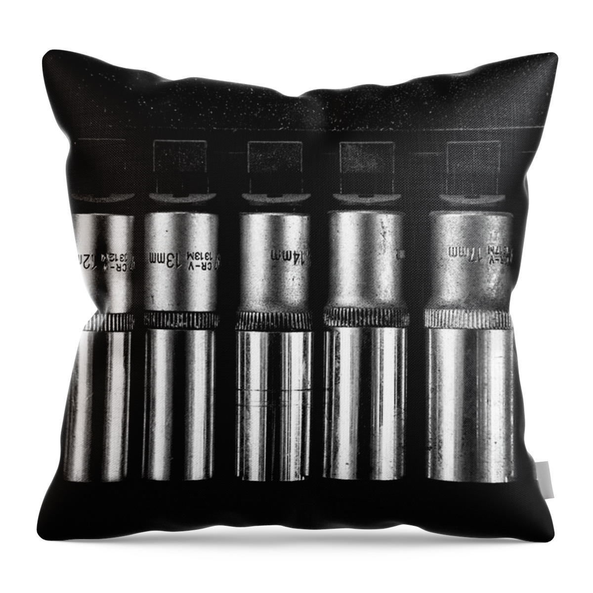 Tools Throw Pillow featuring the photograph Group of metal Spanner heads of various sizes by Michalakis Ppalis