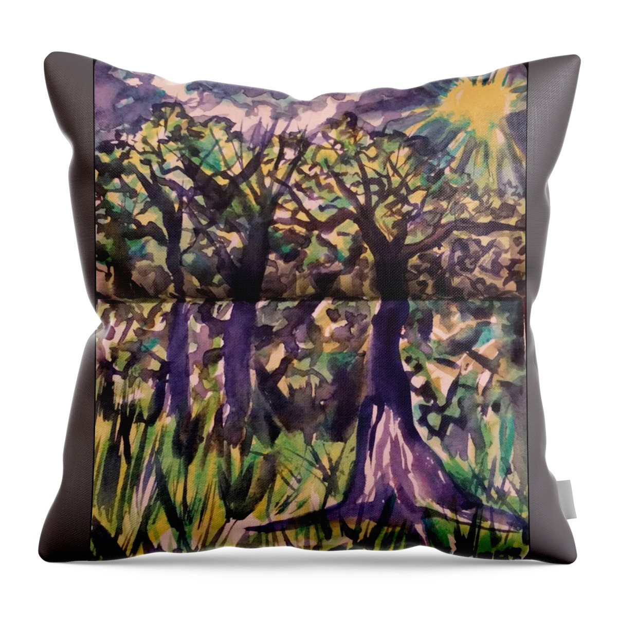 Grove Throw Pillow featuring the painting Grove by Angela Weddle