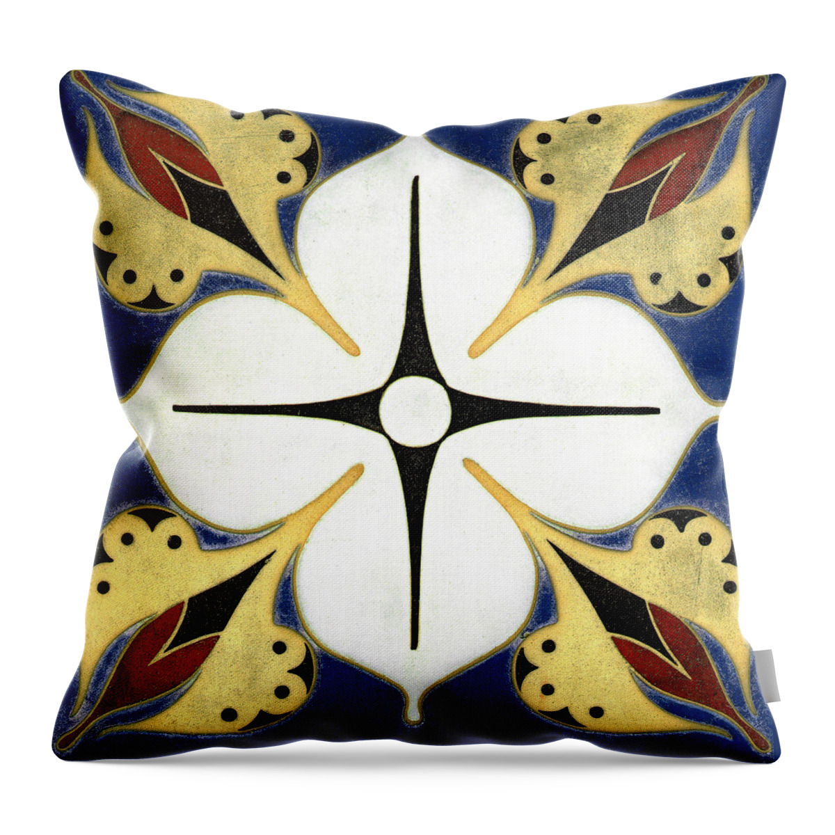 Furness Throw Pillow featuring the ceramic art Guarantee Trust Company exterior tile by Frank Furness