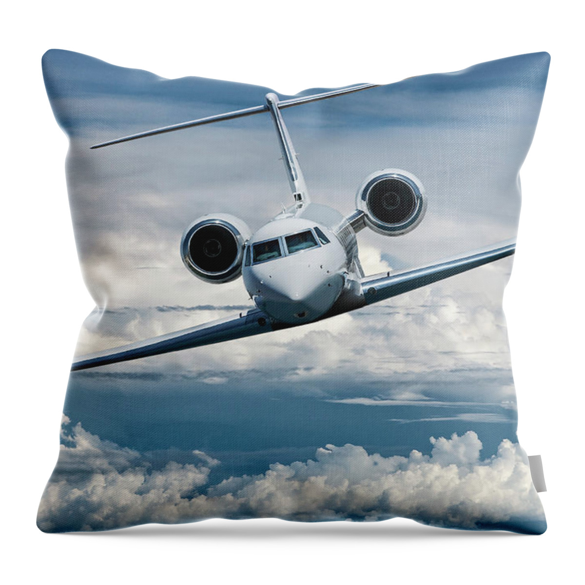 Gulfstream V Business Jet Throw Pillow featuring the mixed media Gulfstream V Business Jet by Erik Simonsen