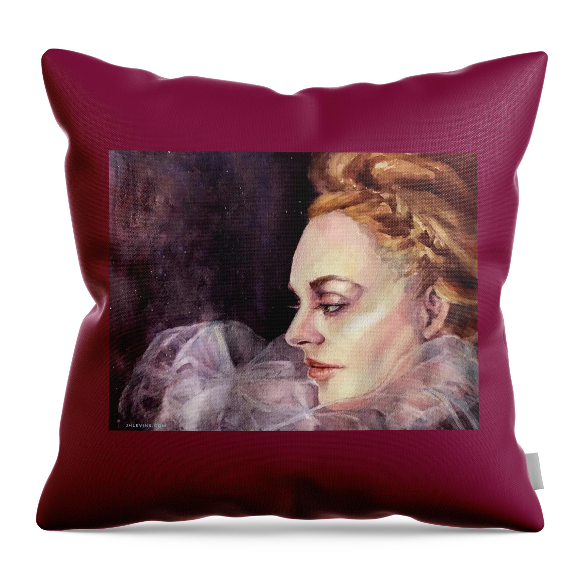 Princess Throw Pillow featuring the painting Gwehwyfar by Judith Levins