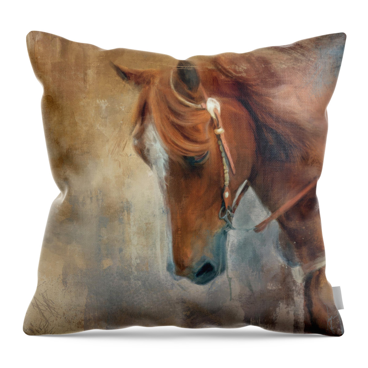 Colorful Throw Pillow featuring the painting Hair In Her Eyes by Jai Johnson