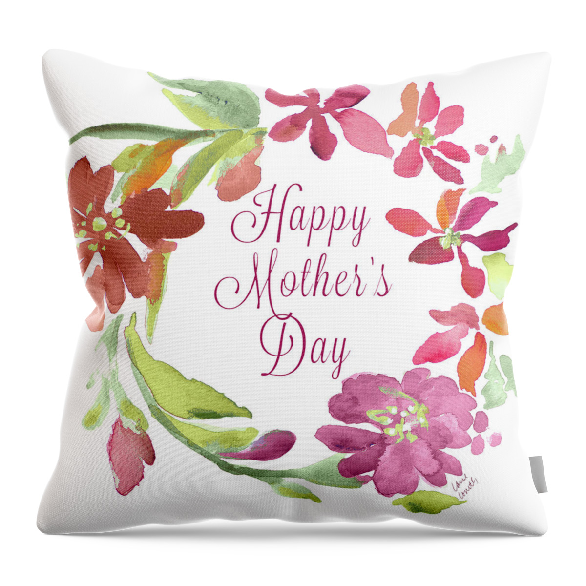 Happy Throw Pillow featuring the mixed media Happy Mother's Day by Lanie Loreth