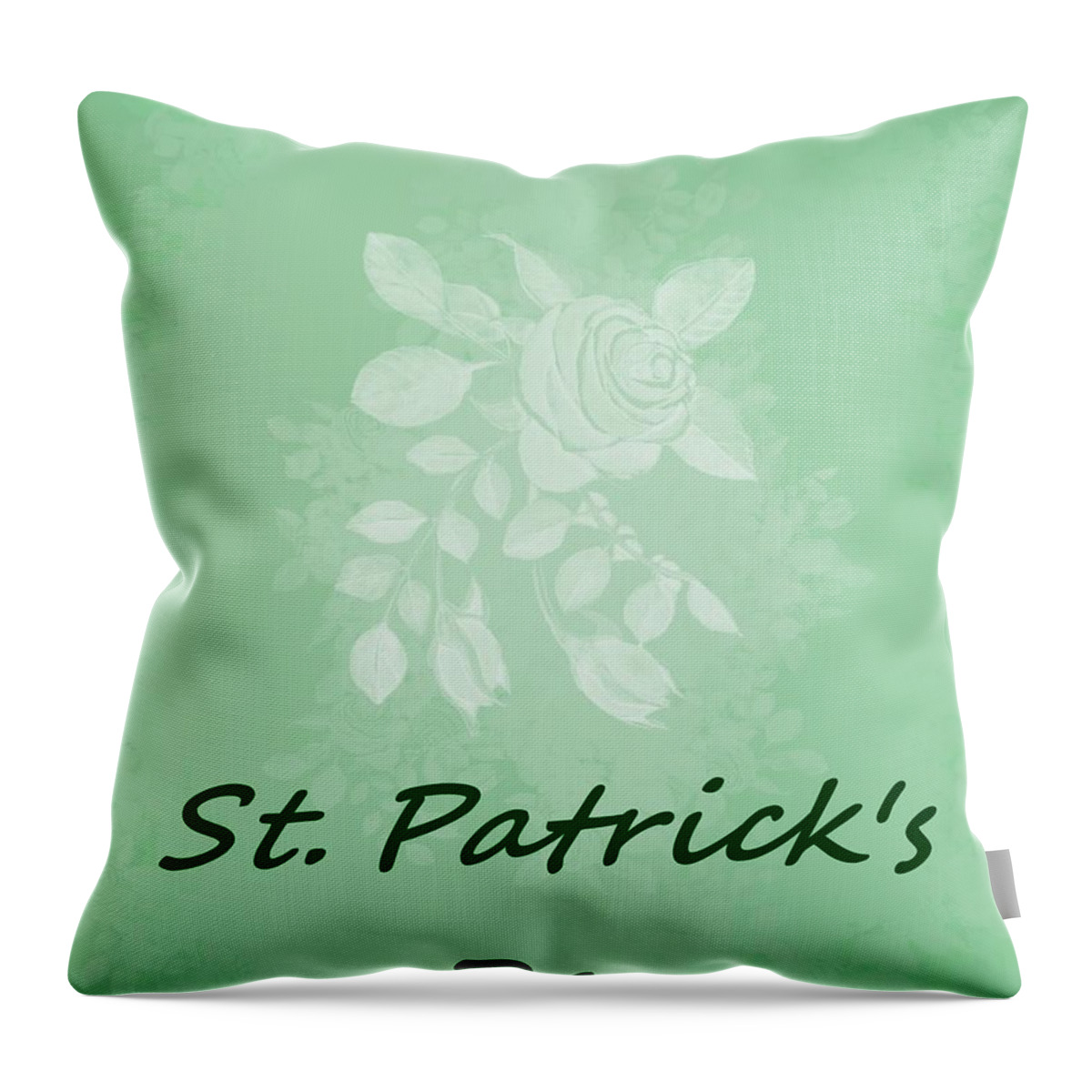 St. Patrick's Day Throw Pillow featuring the digital art Happy St. Patrick's Day Holiday Card by Delynn Addams