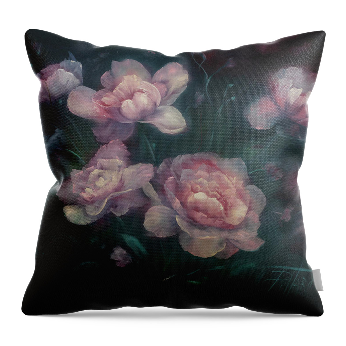 Pink Peonies Throw Pillow featuring the painting Heavenly Pink Peonies by Lynne Pittard