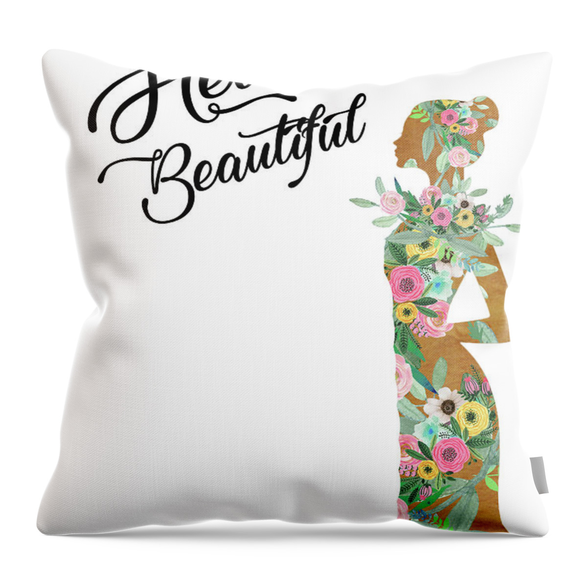 Woman Throw Pillow featuring the mixed media Hello Beautiful by Claudia Schoen