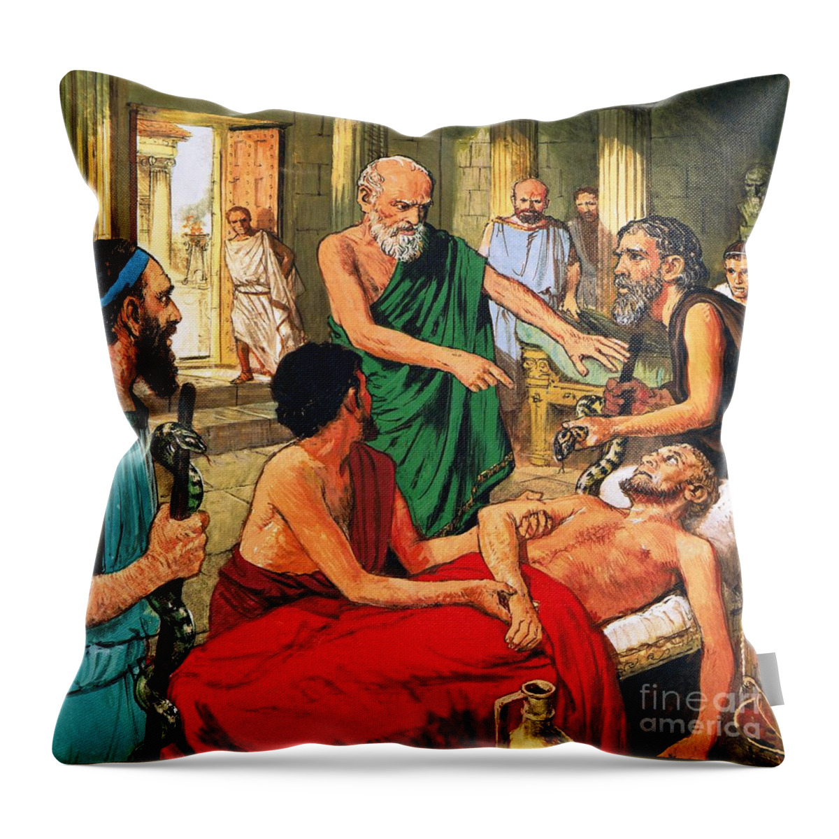 Hippocrates Discouraging The Use Of Primitive Medical Techniques Throw  Pillow by Clive Uptton - Pixels