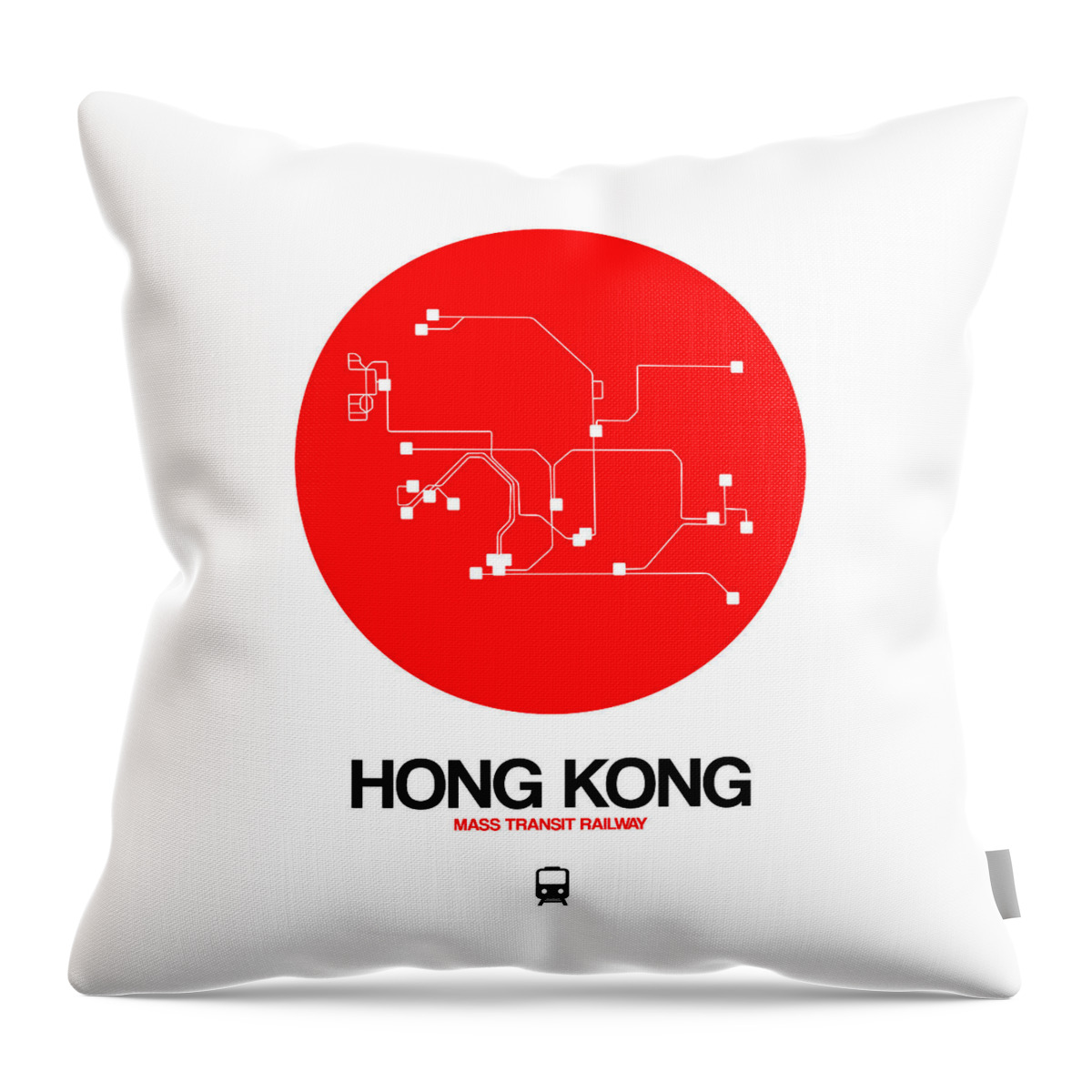 Hong Kong Throw Pillow featuring the digital art Hong Kong Red Subway Map by Naxart Studio