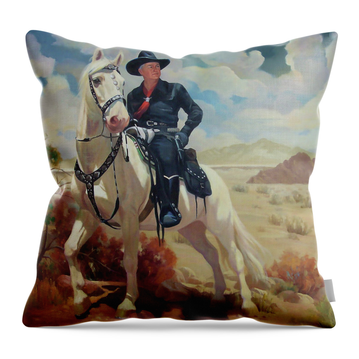 Western Art Throw Pillow featuring the painting Hoppy by Carolyne Hawley