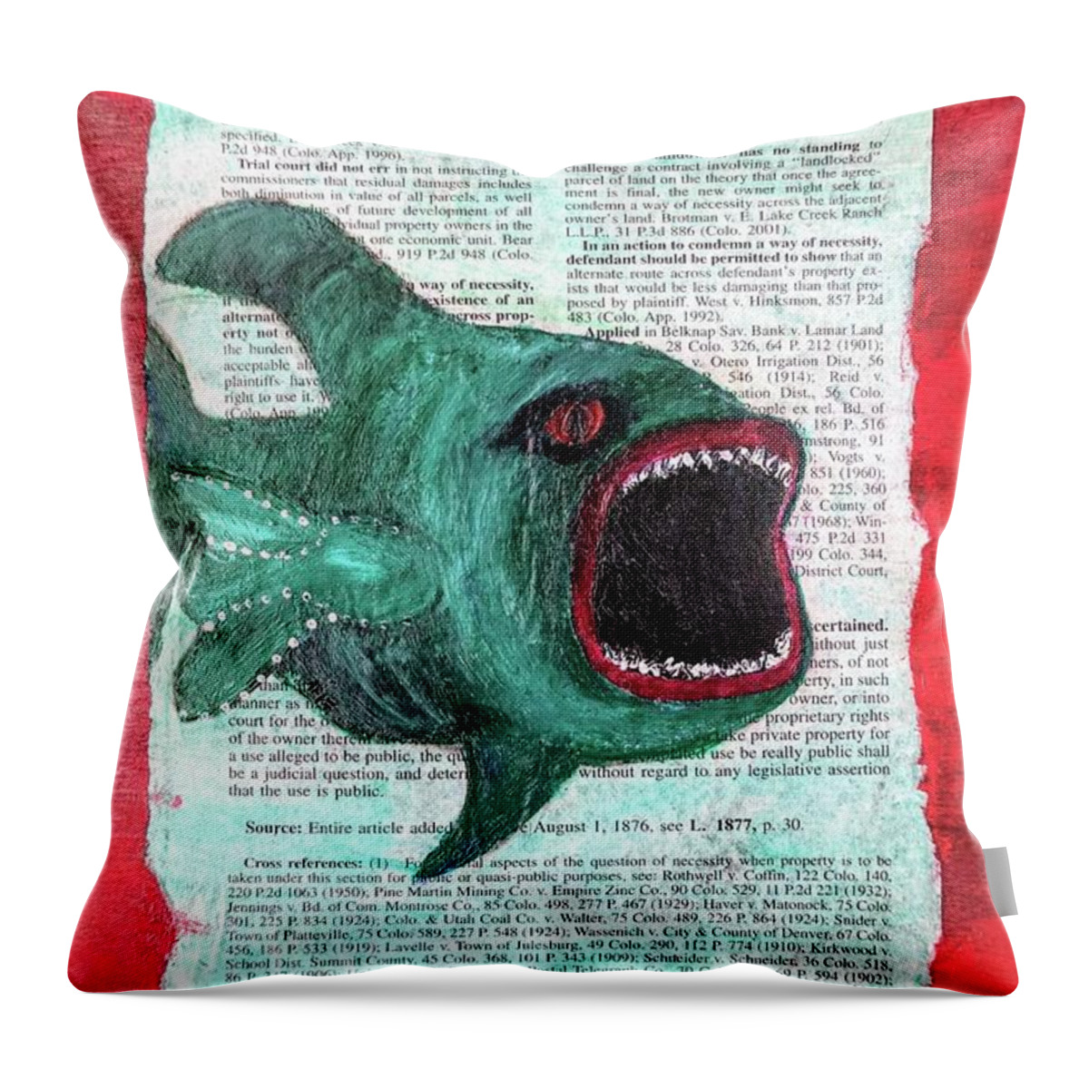 Oil Throw Pillow featuring the painting Horror by Misty Morehead