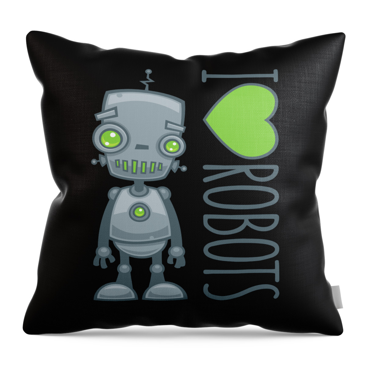 Robot Throw Pillow featuring the digital art I Love Robots by John Schwegel