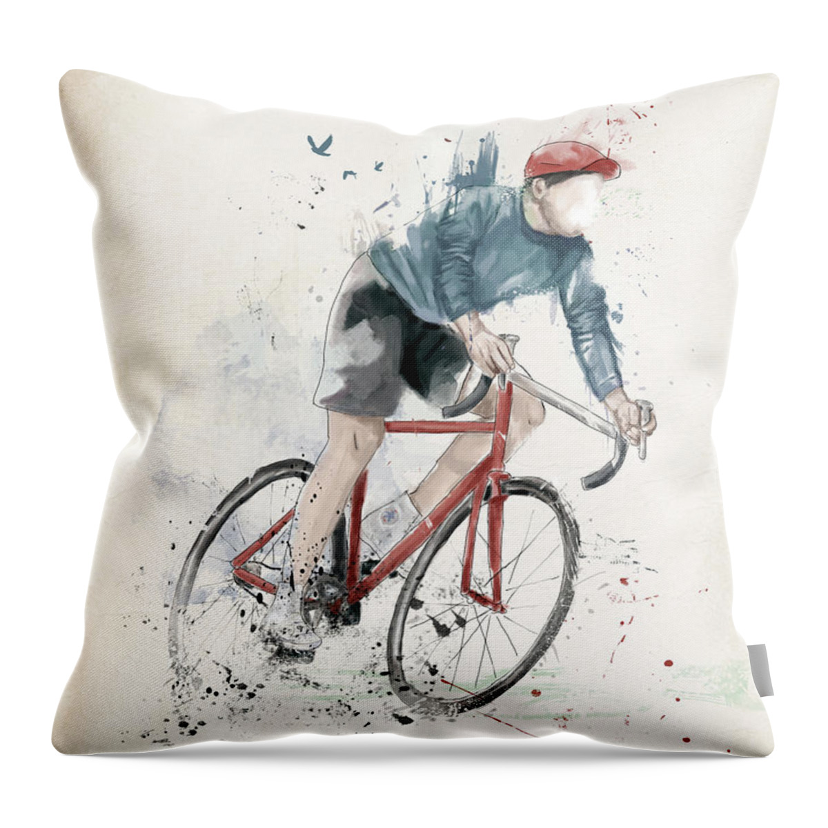 Bike Throw Pillow featuring the mixed media I want to ride my bicycle by Balazs Solti