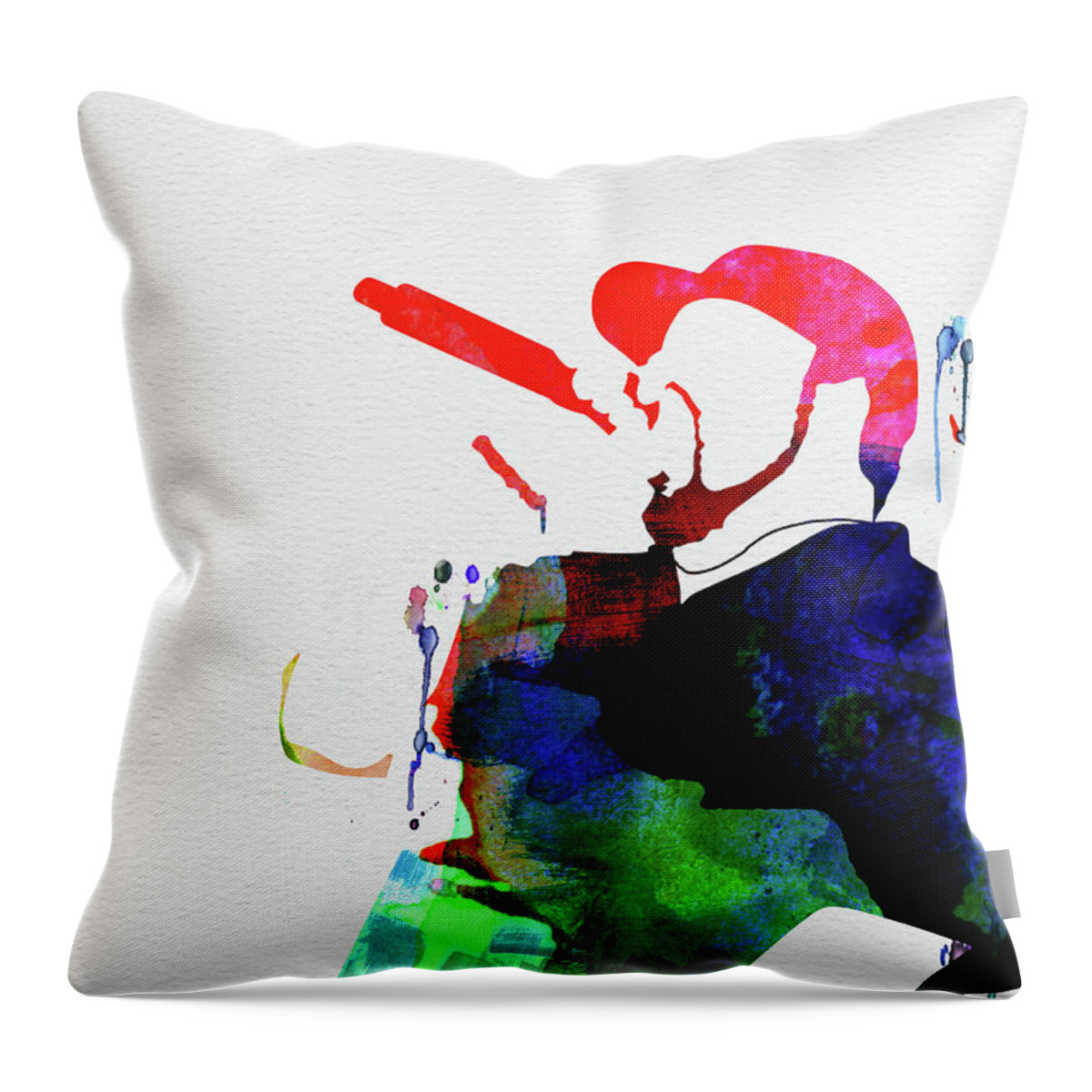 Ice Cube Throw Pillow featuring the mixed media Ice Cube Watercolor by Naxart Studio