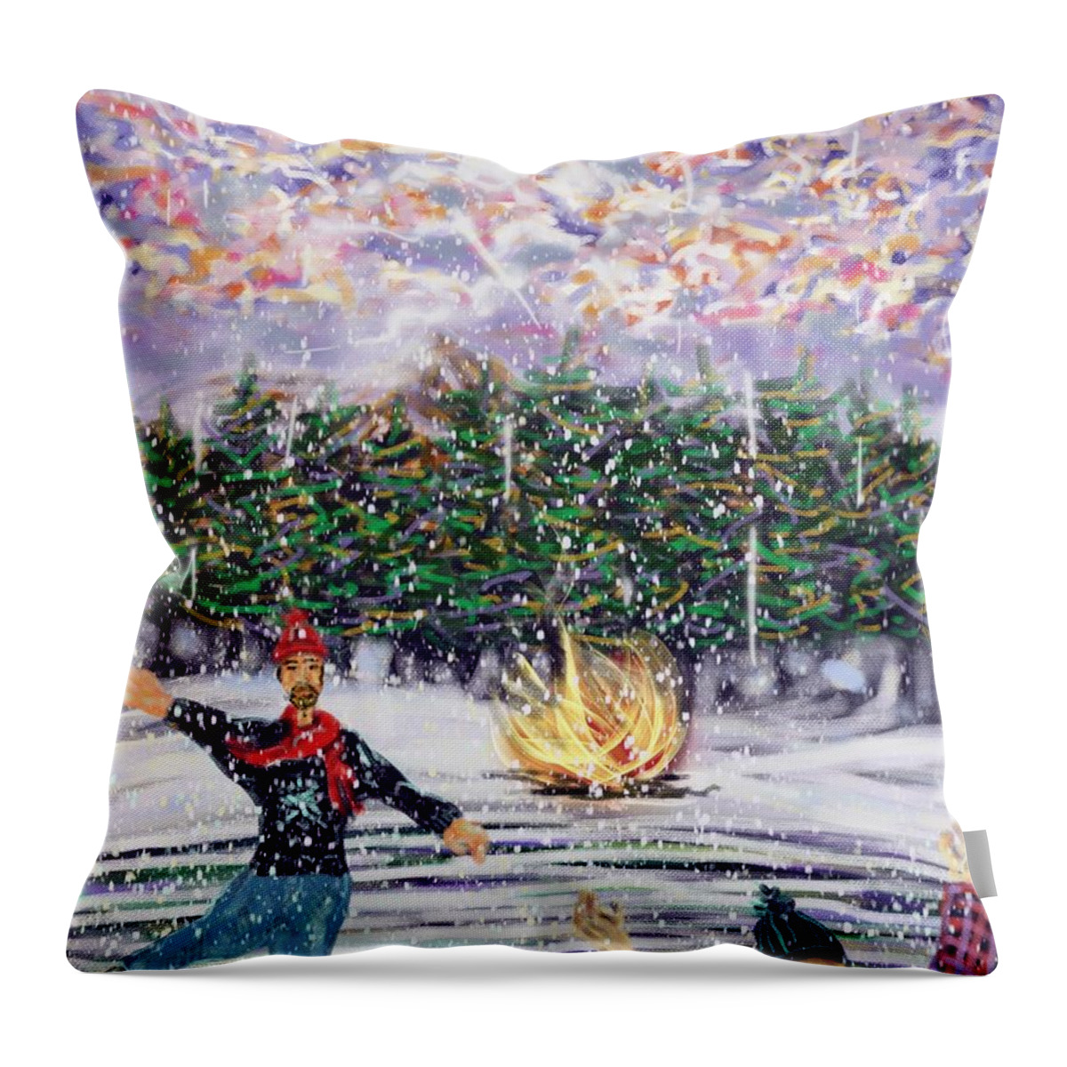 Ice Skating Throw Pillow featuring the digital art Ice Skating by Angela Weddle