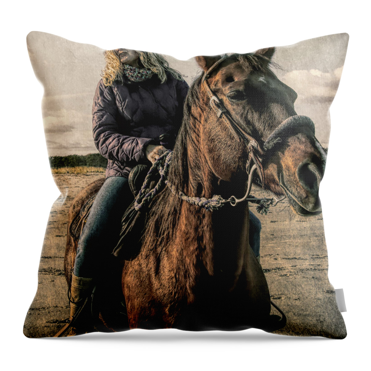 Horse Rider Throw Pillow featuring the photograph In the saddle by Aleksander Rotner