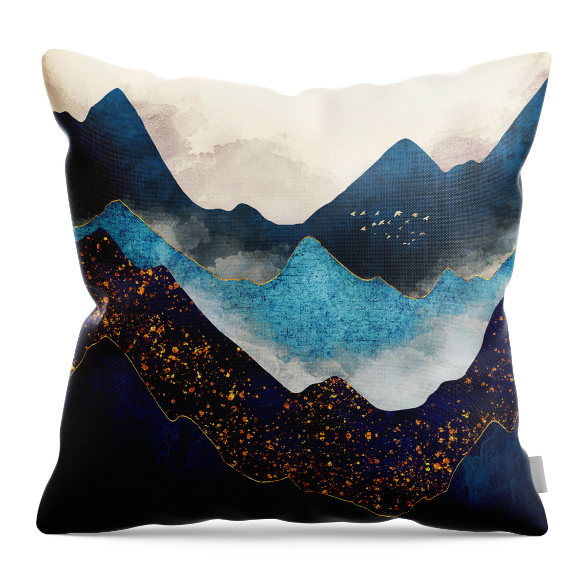 Indigo Throw Pillow featuring the digital art Indigo Peaks by Spacefrog Designs